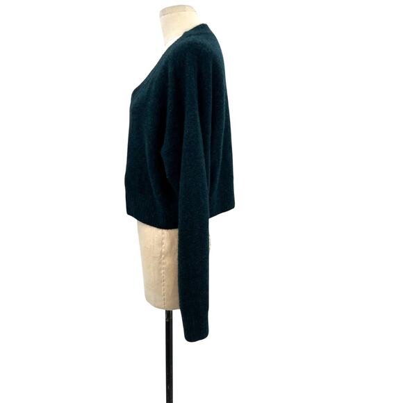 3.1 Phillip Lim Lofty V-Neck Sweater Cropped Alpaca Wool Green Size Small - Picture 5 of 10